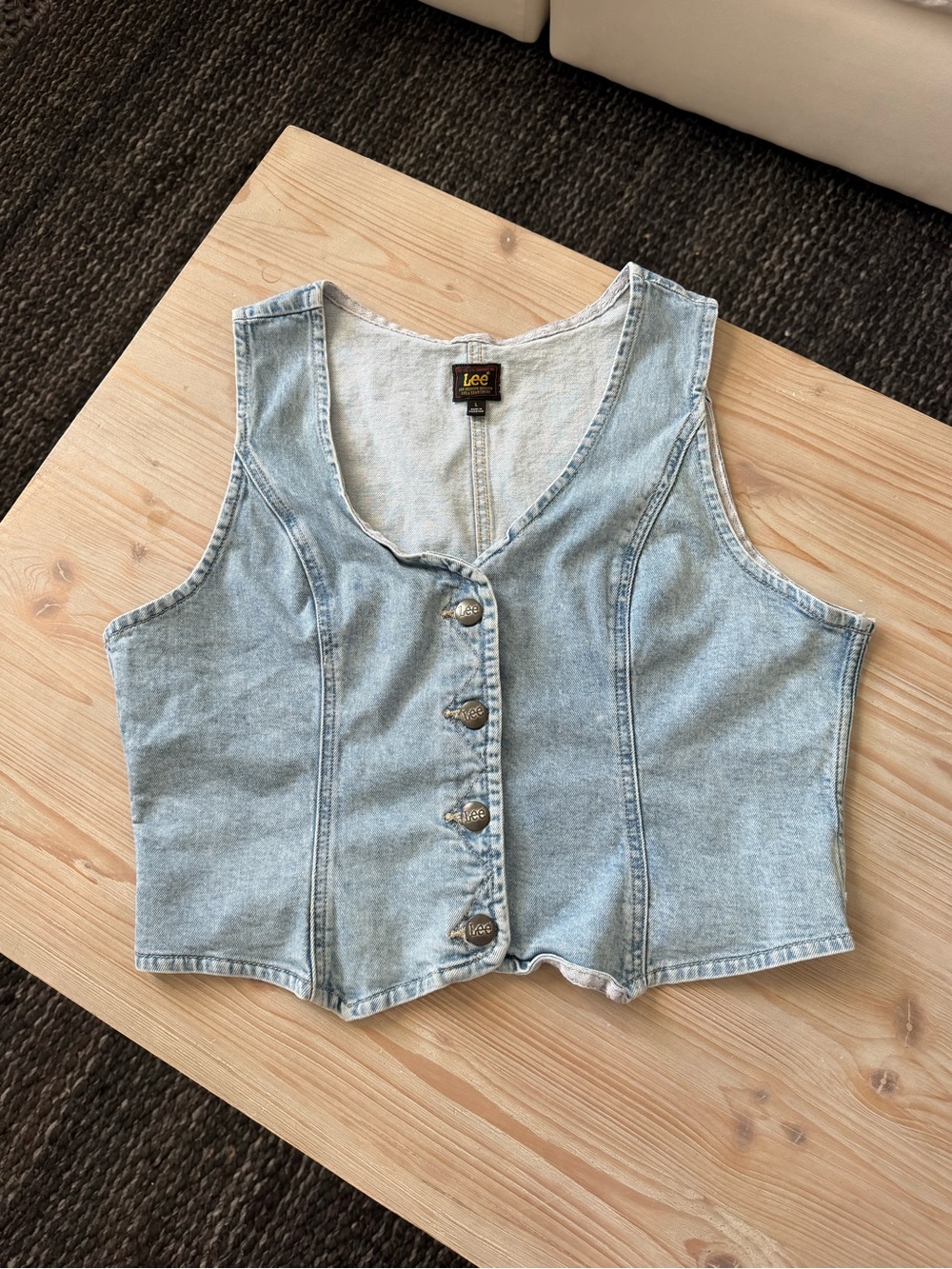 Lee Light Wash Denim Button Front Vest